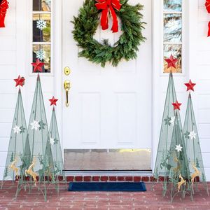 Set di 3 Alberi di Natale Artificiali a Forma di Torre con Punte a Stella Rimovibili, Abete in PVC Premium 3/3,5/4 Piedi - Product Image 6