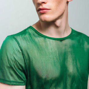 Camiseta de malla transparente personalizable para hombre, ligera, informal, de manga corta, transparente - Product Image 2