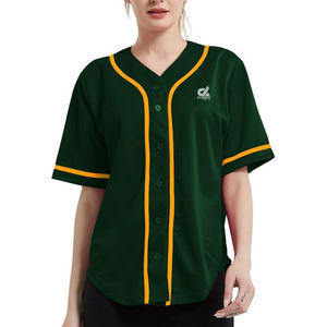 Maillot de baseball vert foncé personnalisé pour femme, uniforme d'équipe boutonné, chemise de sport respirante en polyester, fournisseur OEM en gros - Product Image 4