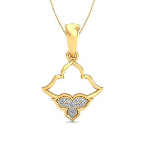 Pendentif classique en or jaune avec diamants ronds taille brillant pour femme, idéal pour le quotidien - Product Image 2