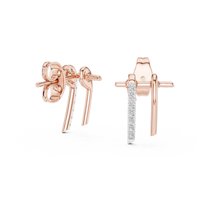 Ensemble de boucles d'oreilles ECLIPS LINE SPARK en diamant cultivé en laboratoire, en or rose 18 carats, pour fiançailles, mariage, fête, cadeau de la Saint-Valentin, événement glamour, usage quotidien - Product Image 2