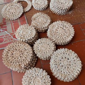 Set de table rond en jacinthe d'eau tressé à la main, naturel, écologique, résistant à la chaleur, pour la décoration de table, vente en gros - Product Image 5