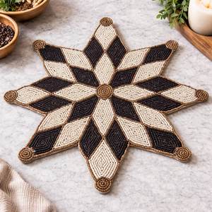 Set de table élégant fait main en perles de verre, tapis de table décoratif, décoration de maison de luxe, motif floral écologique, personnalisable, lavable - Product Image 4