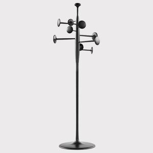 Perchero moderno de diseño negro, de metal, con base redonda tipo pedestal, minimalista para la entrada, con opciones de personalización. - Product Image 1