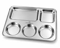 Assiettes à compartiments en acier inoxydable de qualité supérieure, finition miroir, non toxiques, compatibles lave-vaisselle, écologiques, sans BPA, rectangulaires modernes
