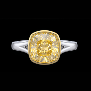 Fancy Yellow Squear <b>Cushion</b> Cut Lab Grown Diamond <b>Ring</b> For Women's Classic Jewelry | Engagement <b>Wedding</b> Party & Gift - Product Image 3
