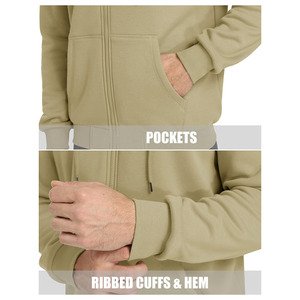 Sajjawal Zipper-Up Regular Fit 100% Cotton Fleece 400g Solid Eco-Friendly Windproof <b>Waterproof</b> Mens Unisex Hip Hop Hoodie - Product Image 3