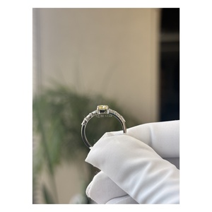 Radiant Lab Grown Diamond Engagement <b>Ring</b> 1.10 Ct Yellow Center Stone Floral Accent <b>Split</b> Shank Fine Jewelry for Women Solid 14K - Product Image 5