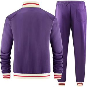Conjunto Deportivo Morado, Chaqueta con Cierre Completo, Pantalones a Juego, Bolsillos Laterales, Cintura Elástica, Estilo Deportivo, Ropa de Otoño - Product Image 3