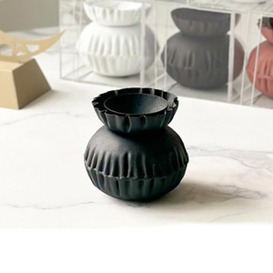 Arabic Metal Incense Burner With Black Powder Coating Finish Pleated Design, Round Shape Ideal For Aroma <b>Diffusion</b>, Meditation - Product Image 1