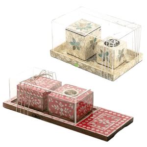 Juego de regalo de Ramadán quemador de incienso de perla madre portavelas hecho a mano con diseño de juego árabe para decoración del hogar - Product Image 5