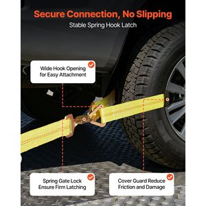 Kit de Correas de Amarre para Remolques, Resistencia a la Rotura de 10009 Libras, Carga de Trabajo de 3333 Libras, con Trinquete y Calzo para Ruedas, para Remolques de Tipo Eje de Automóviles - Product Image 5
