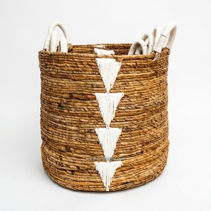 Panier en banane tressé écologique décoratif, multifonctionnel pour le rangement et la lessive, avec poignée, nouveau design tendance - Product Image 1