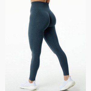 Leggings de yoga pour femmes, couleur unie, doux, taille haute, coupe large évasée, effet push-up fessier, avec maintien abdominal, pour le sport et la gym - Product Image 3