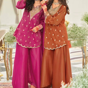 ชุดชาราร่าผ้าไหมธรรมชาติเนื้อหนักปักลายด้วยลูกปัดแบบใหม่จากดีไซเนอร์ - Product Image 1