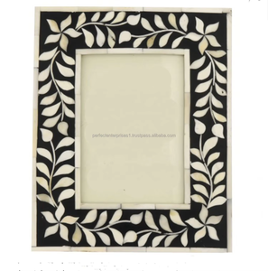 Cadre photo en bois vintage moderne avec incrustation florale faite à la main, couleur personnalisée, taille sur mesure, mariage, prix bas - Product Image 4