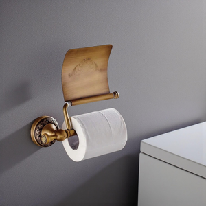 Classic Brass <b>Toilet</b> Paper Holder Wall Mounted With Floral Design Antique Finish Bathroom <b>Accessory</b> - Product Image 2