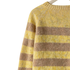 Pull en maille mohair duveteux pour femme, col rond, manches longues, rayé, coupe ample, chaud et doux, idéal pour l'hiver, style chic et confortable - Product Image 5
