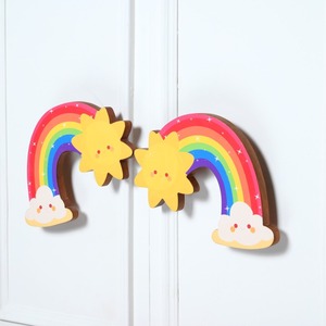 Poignée de porte en bois pour enfants, poignées de meuble en bois durables de haute qualité, motif arc-en-ciel, pour armoire et commode, installation facile - Product Image 6