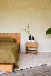 Modern Wavy Teak Wood Bedside Table Curved <b>Corner</b> Side <b>Cabinet</b> Organic Design Bedroom Furniture - Product Image 2
