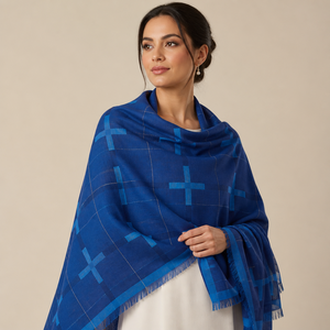 Écharpe pour femmes en laine et soie à carreaux, longue, luxueuse, respirante, légère, toutes saisons - Product Image 3