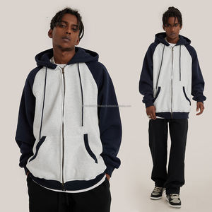 Sudaderas con capucha de primera calidad para hombres y mujeres 400g Forro polar Cremallera Bloque de color personalizado Bordado y teñido liso para el invierno - Product Image 2