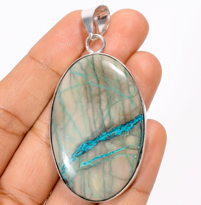Pendentif unisexe vintage bohème en laiton plaqué argent avec agate de quartz en forme de goutte d'eau, breloque solitaire, cadeau bijou - Product Image 2