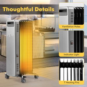 Calentador Radiador Portátil de 1500W con Relleno de Aceite para Hogar y Oficina, Calentadores Eléctricos - Product Image 6