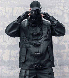Veste tactique urbaine pour homme, imperméable, multi-poches, coupe-vent fonctionnel, streetwear, cyberpunk, ninja, parka utilitaire - Product Image 1