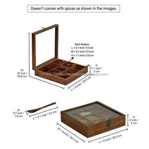 กล่องเก็บช็อกโกแลตและเครื่องเทศสไตล์ไม้ สีน้ำตาลทูโทน ทำด้วยมือ พร้อมช่องใส่ของ 16 ช่อง และช้อน - Product Image 4
