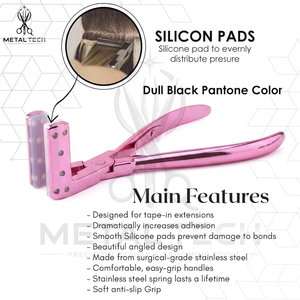 Pince à presser pour extensions capillaires de 7 pouces, rose brillant, légère, avec cadre perforé et mâchoires coussinées en acier inoxydable - Product Image 3