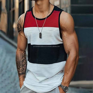 T-shirt sans manches pour homme avec logo graphique personnalisé d'été, t-shirt uni surdimensionné en coton lourd, débardeur décontracté - Product Image 4