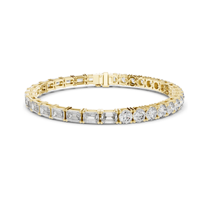 Impresionante Pulsera de Tenis con Diamantes Creados en Laboratorio, Corte Mixto, Esmeraldas y Piedras Redondas, Oro Rosa de 14K, Elegante y Lujosa - Product Image 1