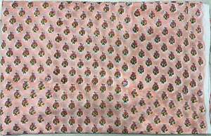Tela de Algodón Estampada con Bloques Florales Indios de Primera Calidad, Color Durazno, Baya y Azul, para Confección de Ropa, Manualidades y Decoración del Hogar - Product Image 6
