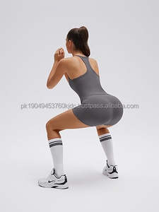 Conjuntos Deportivos de 2 Piezas para Mujer, Shorts de Cintura Alta con Bolsillos, Top Deportivo con Sujetador Incorporado, Cuello en V, Transpirable, Antibacterial - Product Image 3