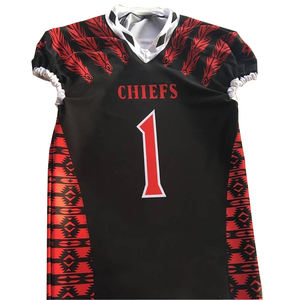 Jersey de fútbol personalizado sublimado nombre del equipo número fútbol americano Jersey rojo al por mayor de secado rápido - Product Image 1