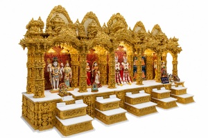Grand Golden Hindu Temple for Swaminarayan Sanstha Mandir Custom Wooden Sanstha Mandir for USA Hindu Mandir for Community <b>Halls</b> - Product Image 3