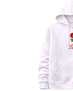 Conjunto de Sudadera con Capucha y Pantalones Deportivos Rosa con Estampado de Rosas Blancas para Mujer, Sudadera de Felpa con Pantalones a Juego, Atuendo Casual de Invierno - Product Image 3