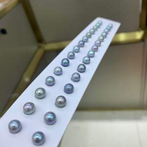 Boucles d'oreilles en perles d'eau douce blanches de 6-7 mm en gros avec argent S925, forte brillance et presque parfaites pour la création de bijoux DIY féminins - Product Image 1