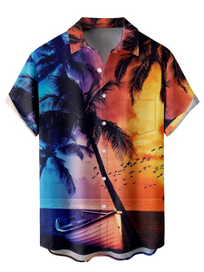 Chemise hawaïenne pour homme à imprimé floral, manches courtes, boutonnée, col rabattu, chemise de plage, chemise décontractée d'été, légère, pour les vacances - Product Image 2