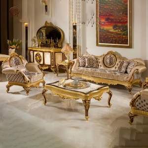 Juego de Sofás de Madera con Relleno de Esponja, Diseño Europeo de Lujo, Duradero, para Sala de Estar, Hotel, Apartamento, en Oferta - Product Image 1