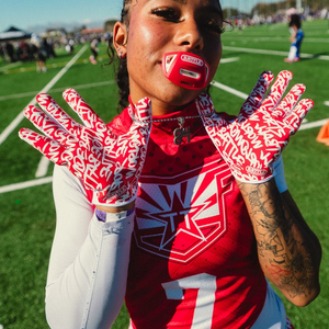 Gants de football américain 7v7 pour receveurs, à doigts complets, avec fermeture auto-agrippante, haute qualité, personnalisables, marque Flag, durables, antidérapants, unisexe - Product Image 1