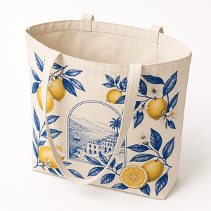 Custom Print Cotton Canvas <b>Tote</b> Bag Reusable Shopping Bag Lemon Pattern Beach Party Long Handle Carryall for Grocery <b>Travel</b> - Product Image 3