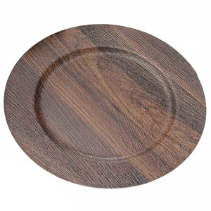 Assiette de présentation ronde moderne en bois naturel poli marron, écologique, vaisselle plate, assiettes de table - Product Image 1