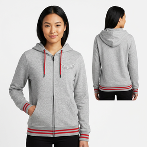 Sweat-shirt à capuche gris pour homme avec bordure rouge et poches avant, coupe classique, style décontracté, vêtement d'automne - Product Image 3