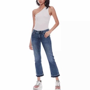 Pantalon en jean décontracté pour femme, coupe droite taille haute, qualité supérieure, vente en gros 2026 - Product Image 1