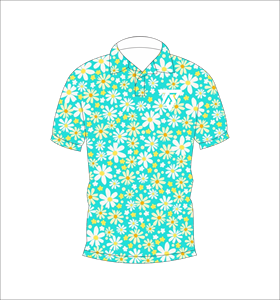 <b>Men's</b> <b>Turquoise</b> Daisy Floral Print Polo <b>Shirt</b> Short Sleeve Casual Summer Fashion <b>Shirt</b> - Product Image 1