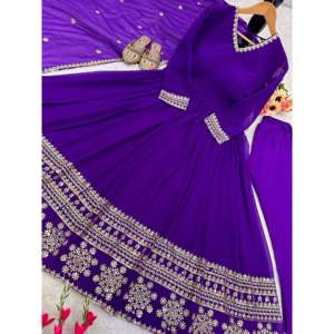 Belle robe de soirée et pantalon Anarkali pour femmes avec ensembles élégants Dupatta - Product Image 6