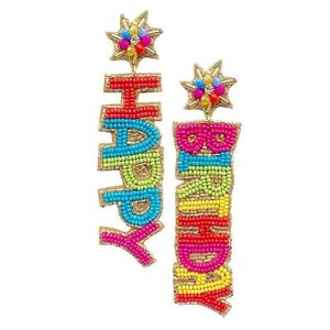 Pendientes de aro con bordado decorativo y cuentas, elegantes para fiestas de cumpleaños, eventos festivos, regalos, joyería moderna y a la moda. - Product Image 1
