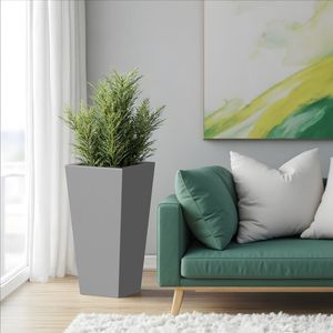 Maceta cónica de Metal con acabado Gris bruñido elegante de 30 \ "de alto, agujero de drenaje, tapón de goma, maceta grande para jardín interior y exterior - Product Image 1